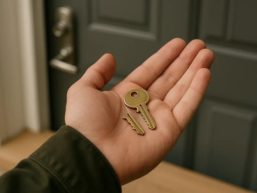Afgebroken sleutel wordt met een dun haakje uit de cilinder gehaald